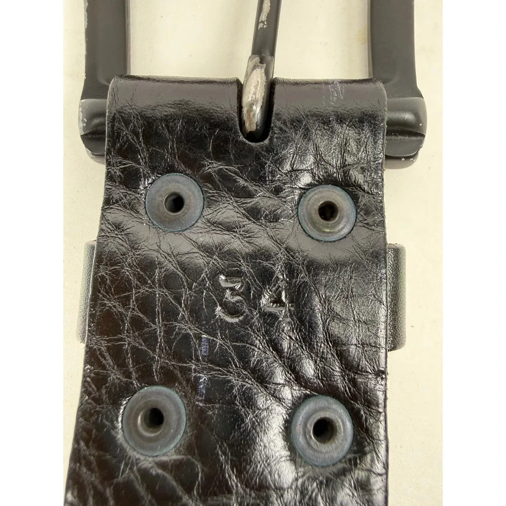 Brave Beltworks Mens Black Leather Studded Belt Size 34 Punk Rock Goth Y2K